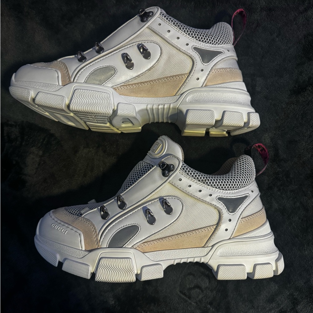 Gucci Men's White and Beige Mesh Sneakers - Picture 3 of 9